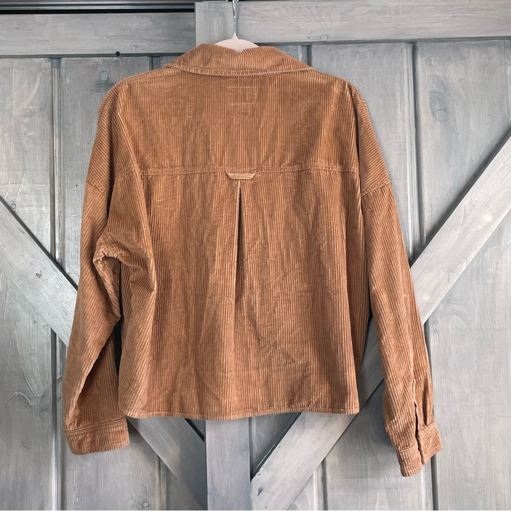 American Eagle Cropped Corduroy Golden Brown Crop Jacket 100% Cotton Size M - Picture 5 of 5
